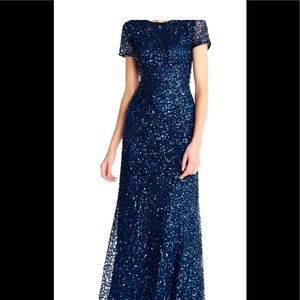 Adrianna Papell Blue Sequin Maxi 8